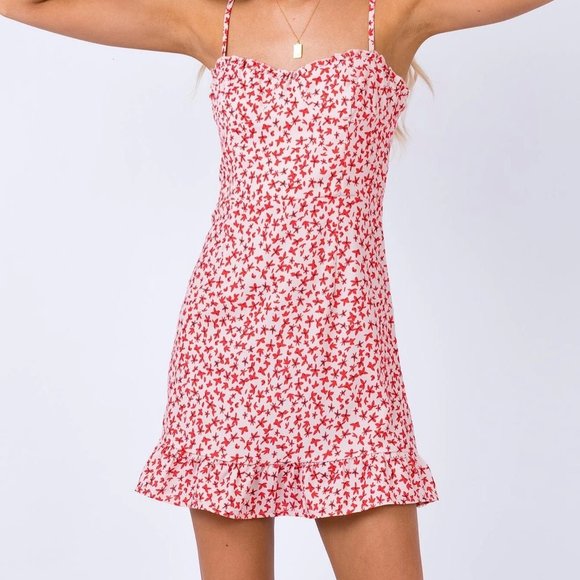 Princess Polly Dresses & Skirts - Princess Polly Pink Red Floral Mini Dress